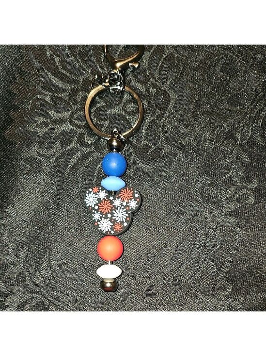 Handmade Accessories - Colorful Handbeaded Keychain with Firework Mickey Head